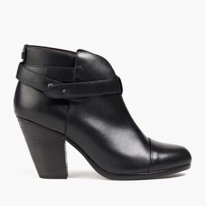 Rag & Bone Harrow Black Leather Heeled Booties | 6.5